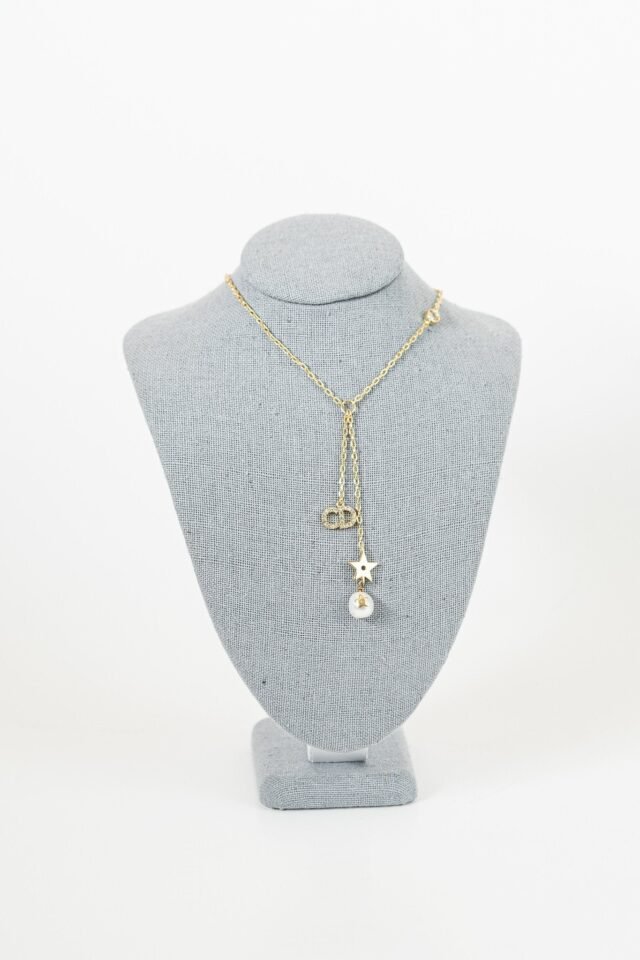 Gold Pearl and Star Necklace