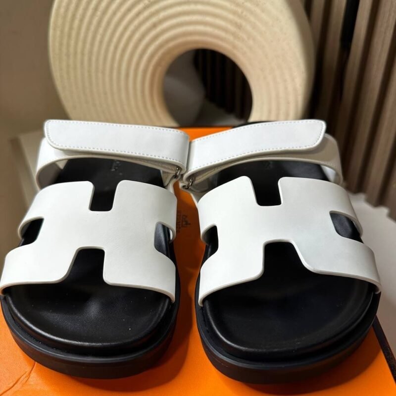 H WHITE SANDALS