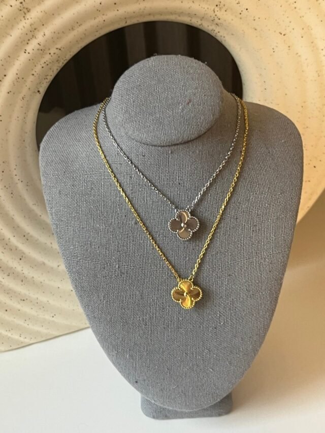 Clover Necklace Gold and Silver