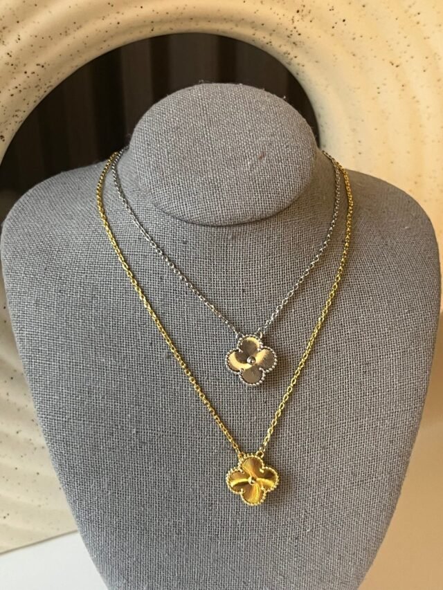 Clover Necklace Gold and Silver - Image 3