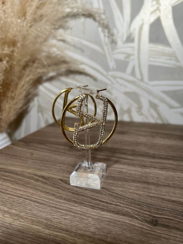V BIG HOOP DIAMOND SILVER & GOLD - Image 4