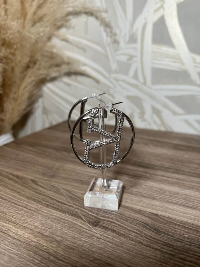 V BIG HOOP DIAMOND SILVER & GOLD - Image 3